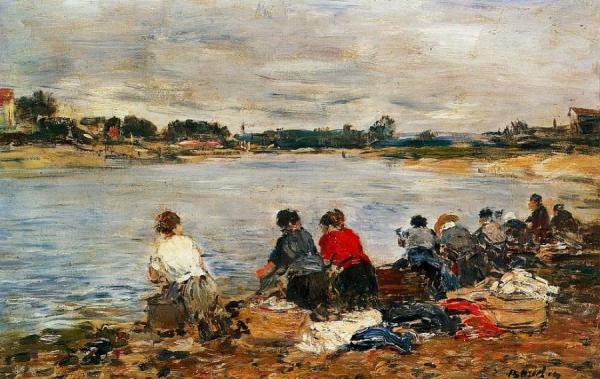 Laundresses On The Banks Of The Touques by Eugène-louis Boudin