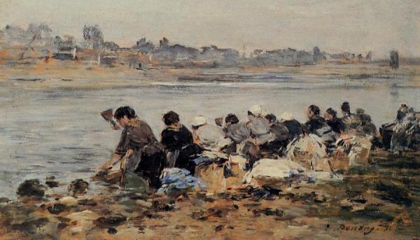 Laundresses On The Banks Of The Touques by Eugène-louis Boudin