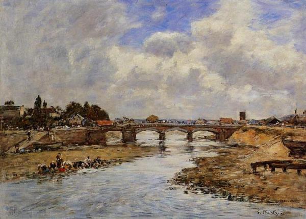 Laundresses On The Banks Of The Touques by Eugène-louis Boudin