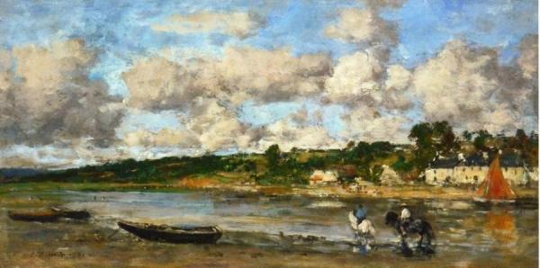 Le Faou, Brittany, Banks Of The River by Eugène-louis Boudin