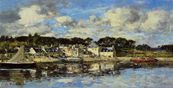 Le Faou: The Village And The Port On The River by Eugène-louis Boudin