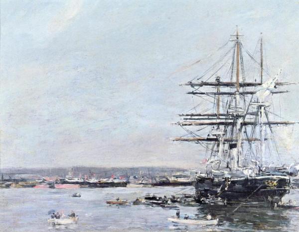 Le Havre, A Russian Corvette At Anchor by Eugène-louis Boudin