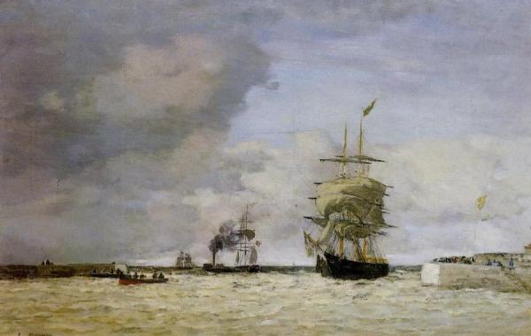 Le Havre, Entrance To The Port by Eugène-louis Boudin