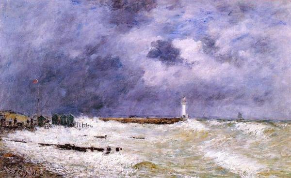 Le Havre, Heavy Winds Off Of Frascati by Eugène-louis Boudin