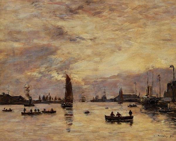 Le Havre, L'avant-port by Eugène-louis Boudin