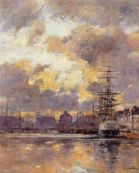 Le Havre, Le Bassin Du Commerce by Eugène-louis Boudin