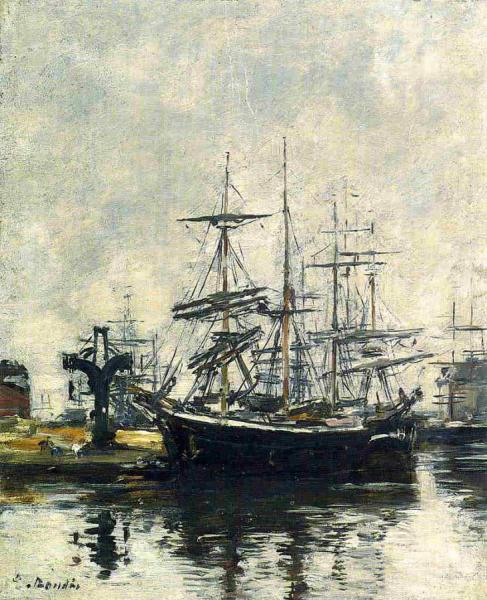 Le Havre, Sailboats At Dock, Bassin De La Barre by Eugène-louis Boudin Oil Painting Reproductions