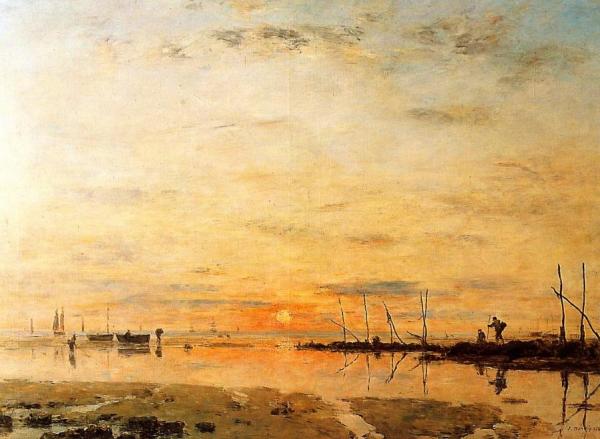 Le Havre, Sunset At Low Tide by Eugène-louis Boudin