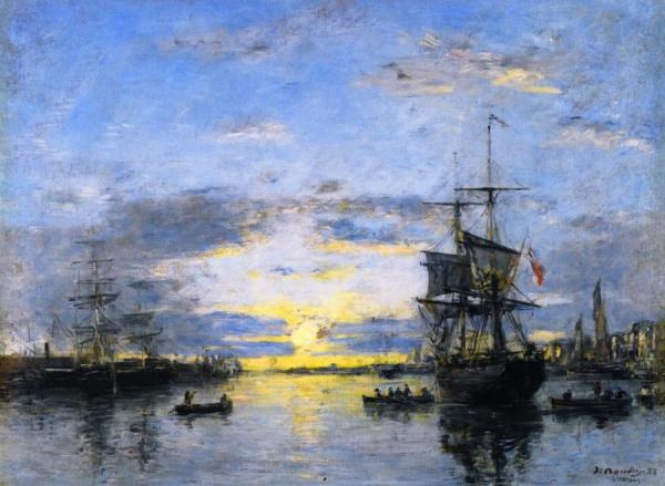 Le Havre, The Outer Harbor At Sunset by Eugène-louis Boudin