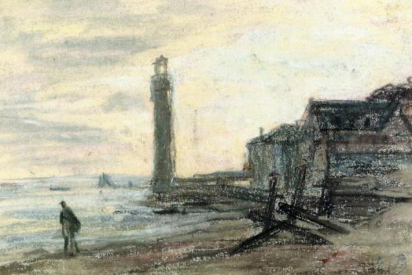 Lighthouse Near Honfleur by Eugène-louis Boudin