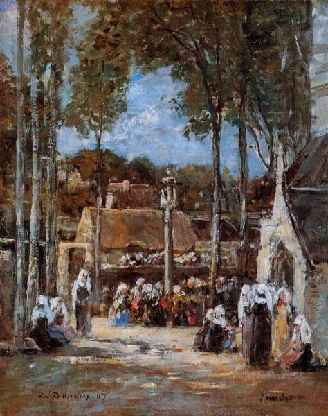 Local Pilgrimmage At Landerneau by Eugène-louis Boudin