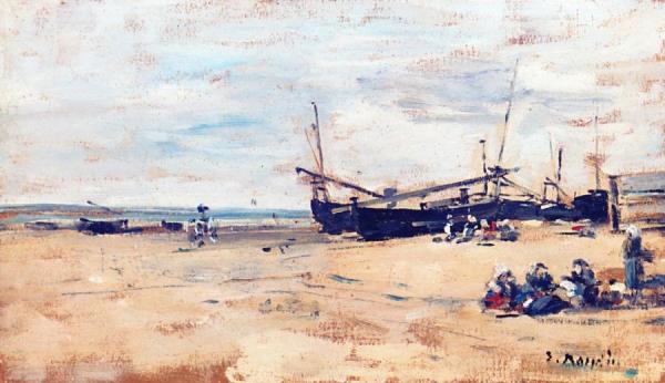 Low Tide At Berck by Eugène-louis Boudin