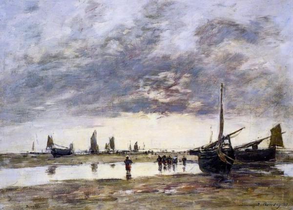 Low Tide At Berck by Eugène-louis Boudin