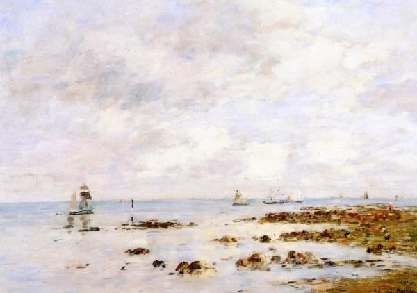 Low Tide At Saint-vaast-la-hougue by Eugène-louis Boudin