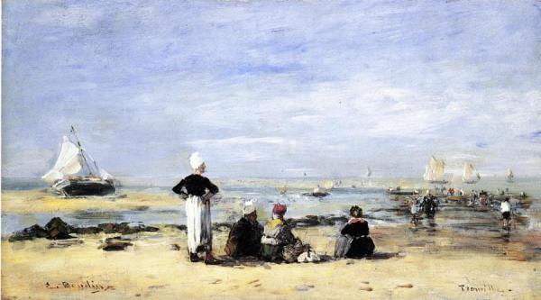 Low Tide At Trouville by Eugène-louis Boudin