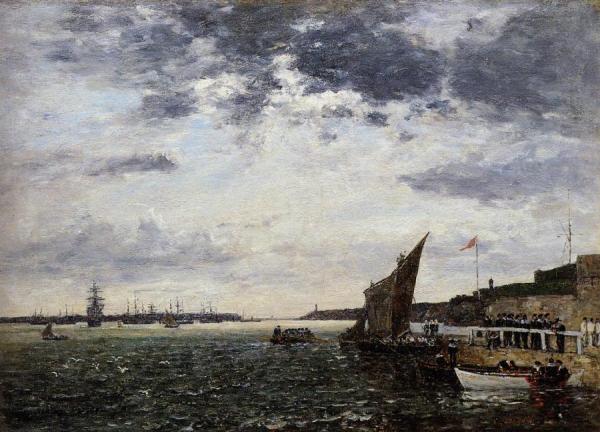 Marines Landing In Brest Harbor by Eugène-louis Boudin