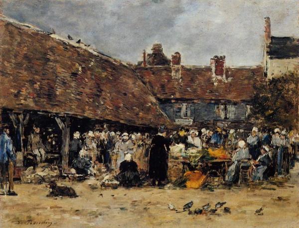 Market At Trouville by Eugène-louis Boudin
