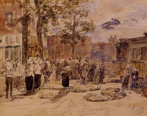 Market Scene by Eugène-louis Boudin