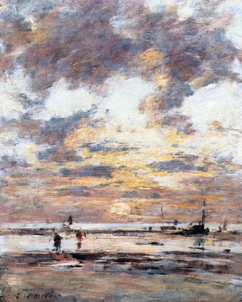 Near Trouville, Low Tide, Sunset by Eugène-louis Boudin