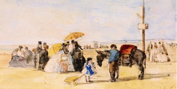 On The Beach by Eugène-louis Boudin