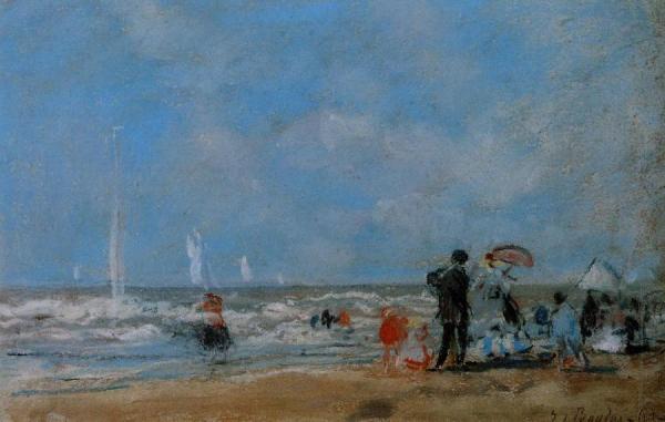 On The Beach by Eugène-louis Boudin