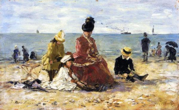 On The Beach by Eugène-louis Boudin