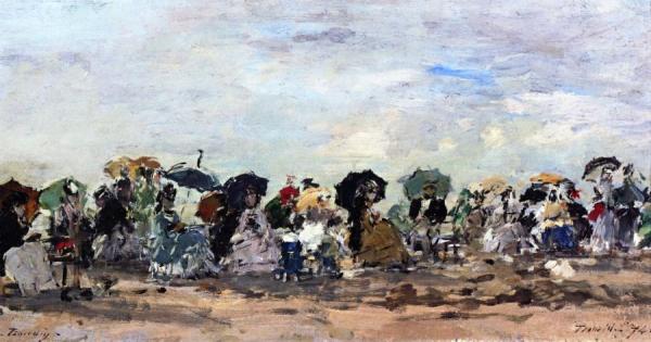 On The Beach At Trouville by Eugène-louis Boudin