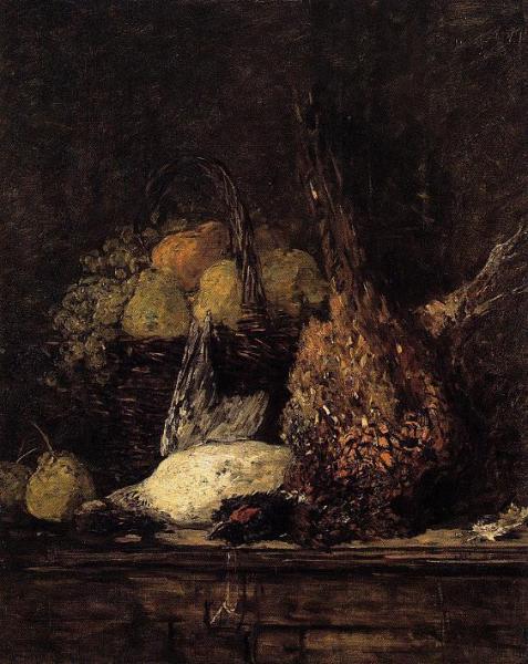 Pheasant, Duck And Fruit by Eugène-louis Boudin