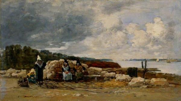 Plougastel : Shrimp Fishermen by Eugène-louis Boudin