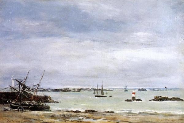 Pontreiux, The Port At Low Tide by Eugène-louis Boudin
