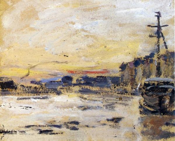 Port At Low Tide by Eugène-louis Boudin