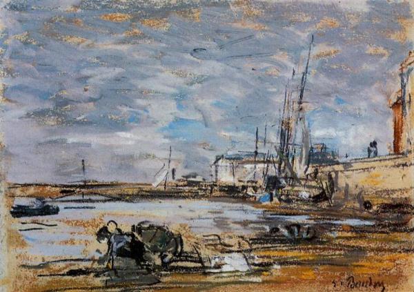 Port At Low Tide by Eugène-louis Boudin