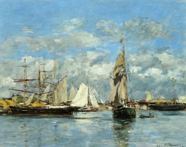 Port Of Trouville, High Tide by Eugène-louis Boudin