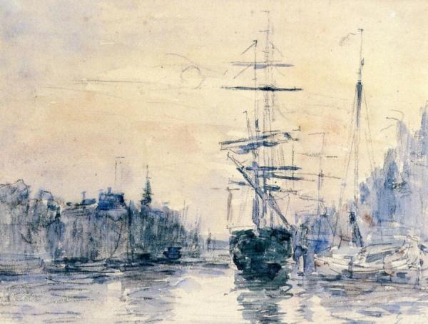 Port Scene by Eugène-louis Boudin