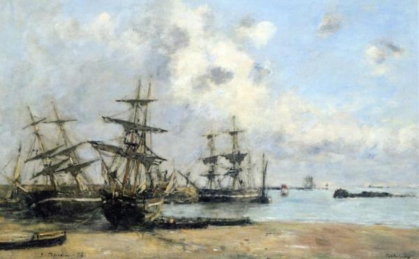 Portrieux, Boats In The Port by Eugène-louis Boudin