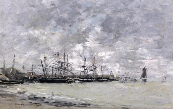 Portrieux, Fishing Boats by Eugène-louis Boudin