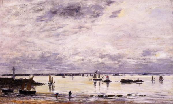 Portrieux, The Port At Low Tide by Eugène-louis Boudin