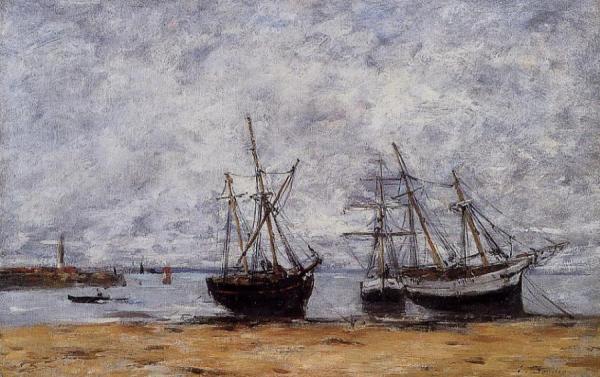 Portrieux, The Port At Low Tide by Eugène-louis Boudin