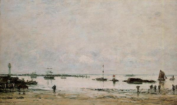 Portrieux, The Port, Low Tide by Eugène-louis Boudin