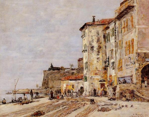 Quay At Villefranche by Eugène-louis Boudin