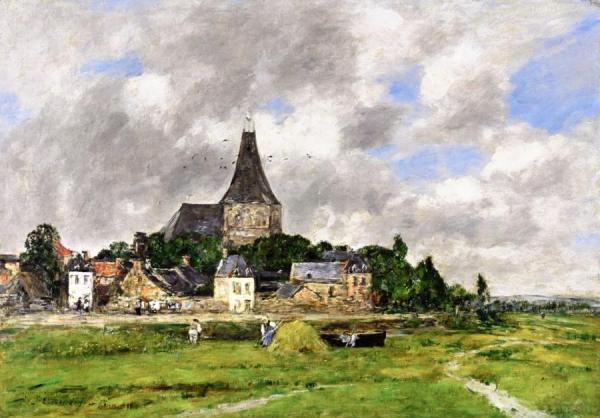 Quillebeuf, L'Église Du Grand Canal by Eugène-louis Boudin Oil Painting Reproductions