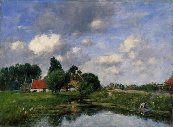 River Near Dunkirk by Eugène-louis Boudin