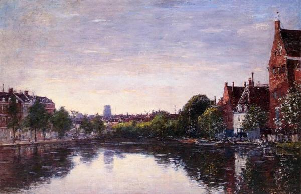 Rotterdam, A Corner Of The Basin by Eugène-louis Boudin