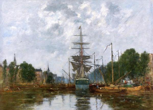 Rotterdam, The Central Harbor by Eugène-louis Boudin