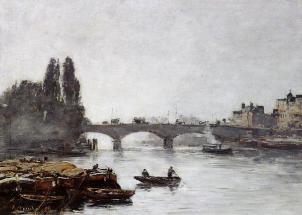 Rouen, The Pont Corneille, Fog Effect by Eugène-louis Boudin