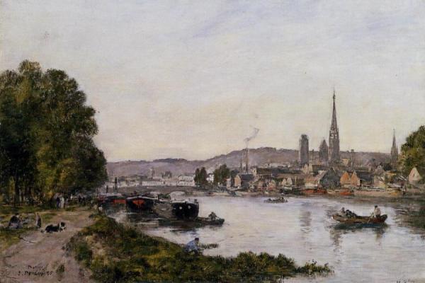 Rouen, View Over The River Seine by Eugène-louis Boudin