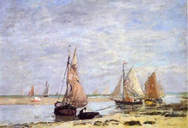 Sailboats Near Trouville by Eugène-louis Boudin