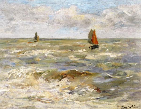 Sailboats On The Sea by Eugène-louis Boudin