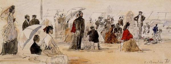 Scene On The Beach by Eugène-louis Boudin