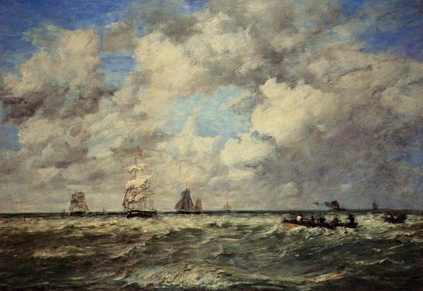 Seascape, Les Lamaneurs by Eugène-louis Boudin